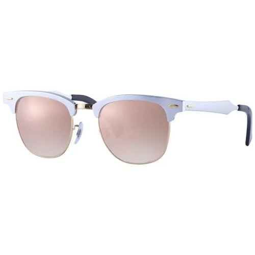Солнцезащитные очки Ray-Ban, клабмастеры, градиентные, с защитой от УФ, зеркальные, серебряный