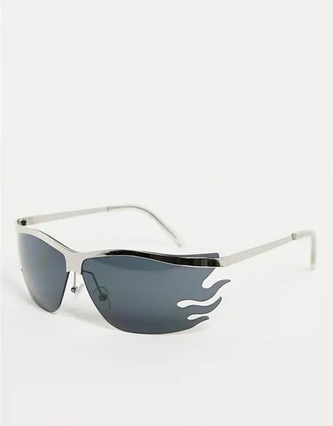 Квадратные узкие солнцезащитные очки в серебристой оправе в стиле унисекс AJ Morgan Flamin' Farrah-Серебристый