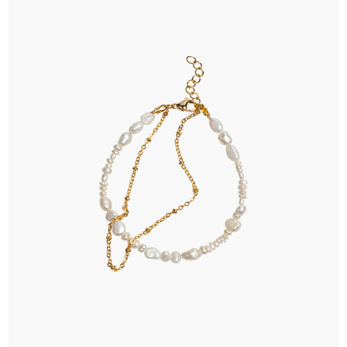 Браслет-цепочка VERUSCHKA JEWELRY, жемчуг пресноводный, размер 17 см, золотистый