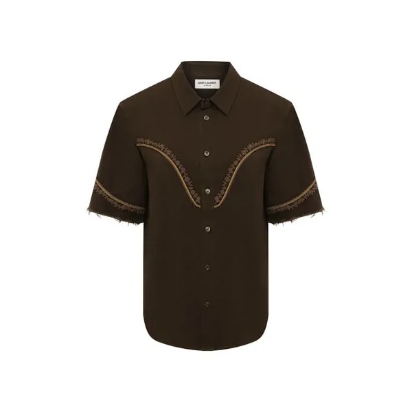 Блузка из смеси хлопка и льна Saint Laurent