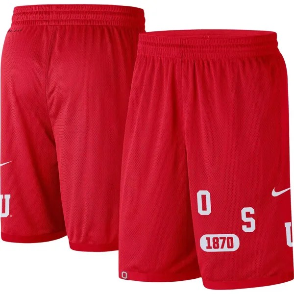 Мужские спортивные шорты Scarlet Ohio State Buckeyes с надписью Nike