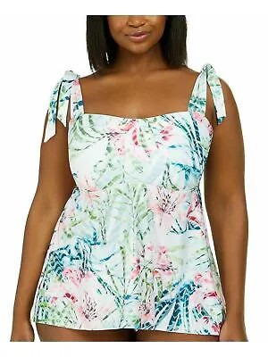 Женский купальник BECCA белого цвета с тропическим принтом Bandeau Lush Lagoon Tankini Top 0X