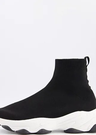 Черные кроссовки с вязаным верхом для широкой стопы ASOS DESIGN-Бежевый