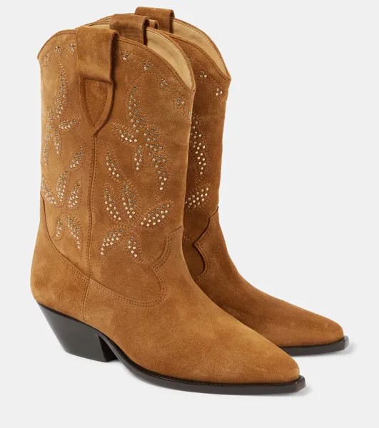 Замшевые ковбойские сапоги Duerto с заклепками Isabel Marant, цвет cognac/gold