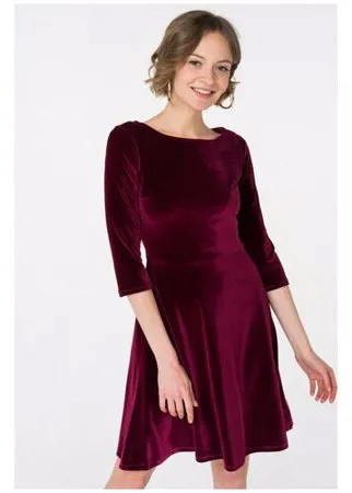 Бархатное платье с широкой горловиной и расклешенной юбкой АДЛ 12433081000 Бордовый 40
