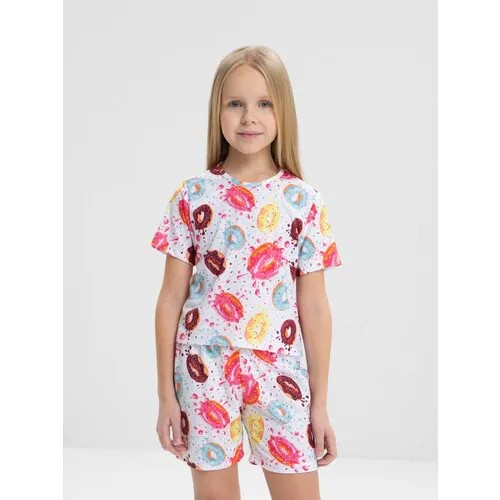 Пижама (футболка/шорты) для девочки, цвет ярко-розовый, рост 152см