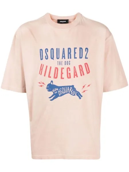 Dsquared2 logo-print cotton T-shirt, розовый
