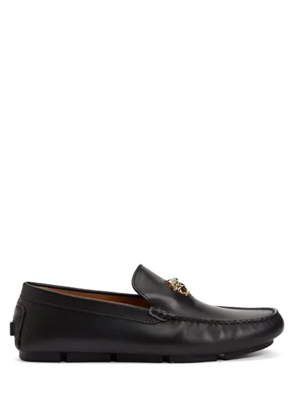 Черные мужские кожаные драйверские туфли с декором medusa Versace