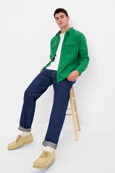 Рубашка с длинными рукавами карманом и застежкой на пуговицы Gap, зеленый