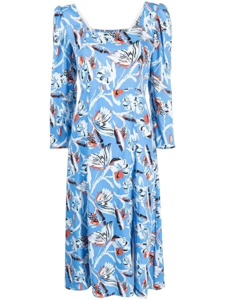 Diane Von Furstenberg floral-print flared midi dress, синий