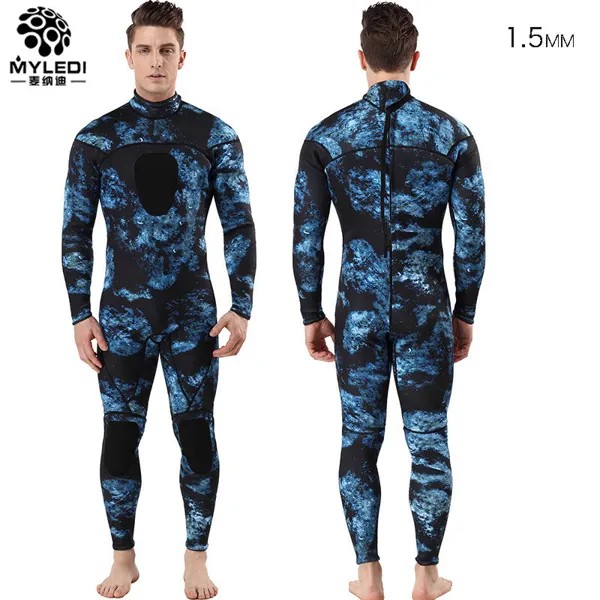 Мужской гидрокостюм 1,5 мм, цельный, Freediving, подводная охота, камуфляж, костюм для серфинга дайвинга, костюм, холодостойкий, теплый, мужской, камуфляжный, купальник
