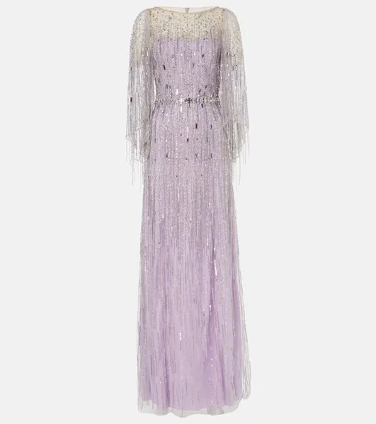 Декорированное платье Rhapsody Jenny Packham, фиолетовый