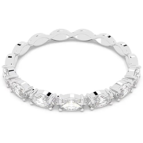 Кольцо помолвочное SWAROVSKI, нержавеющая сталь, родирование, кристаллы Swarovski, серебряный