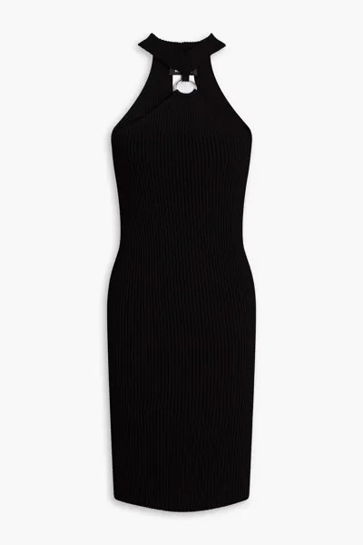 Платье мини в рубчик, украшенное кольцами Boutique Moschino, черный
