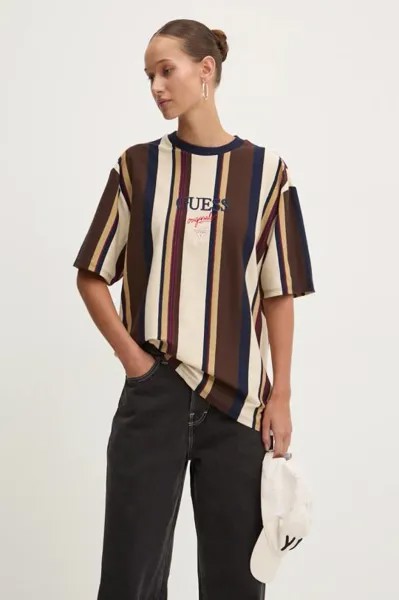 Хлопковая футболка Guess Originals, мультиколор