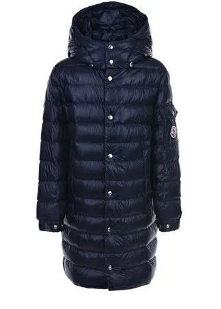 Стеганый пуховик темно-синего цвета Moncler детский