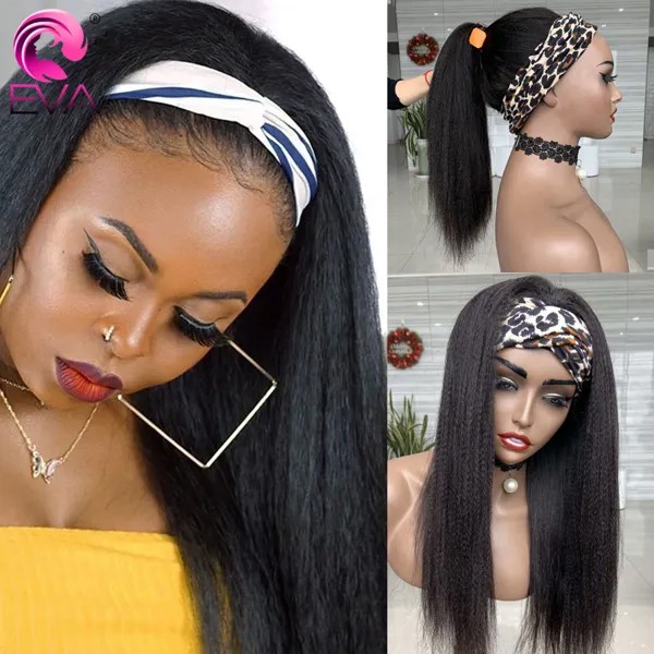 Прямые искусственные человеческие волосы Eva Yaki, парики для черных женщин, Перуанская повязка на голову, человеческие волосы, шарф, Парики Yaki,...