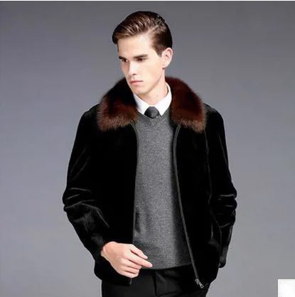 Мужская шуба из искусственного меха норки, Размеры S/6XL
