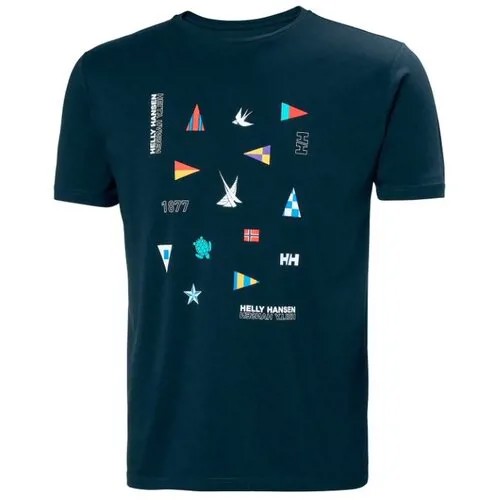 Футболка Helly Hansen, хлопок, принт геометрический, размер XXL, синий