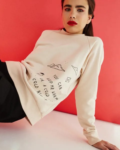 Свитшот женский BARMARISKA Love Tags бежевый 40-42