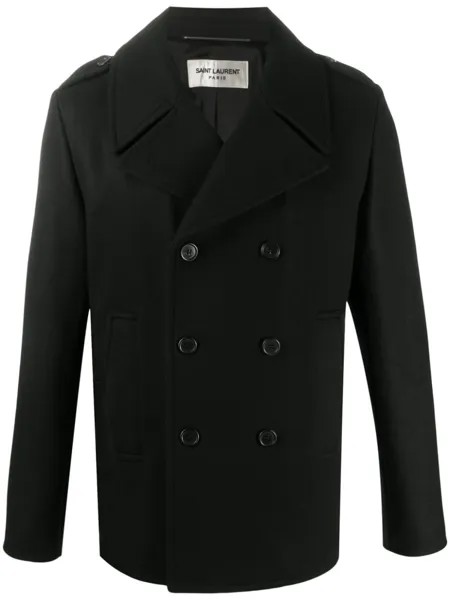 Saint Laurent бушлат с боковыми карманами, черный