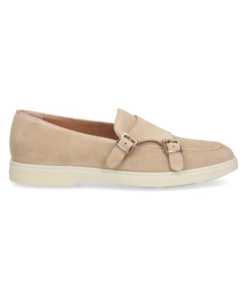 Стильные туфли монки 59194 замша Santoni, бежевый