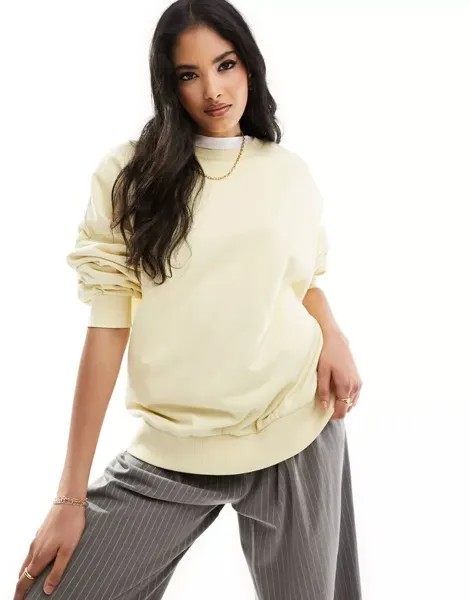 Толстовка оверсайз цвета мыльного лимона ASOS