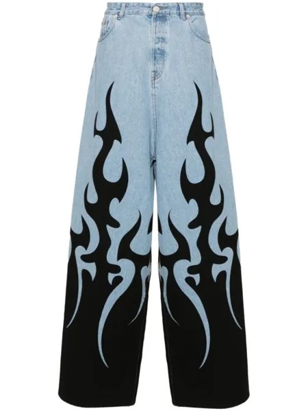 VETEMENTS джинсы широкого кроя с принтом, синий