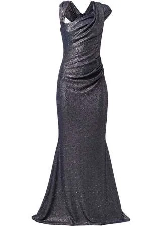 Talbot Runhof платье Donovan с открытыми плечами и эффектом металлик