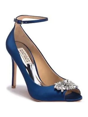 BADGLEY MISCHKA Женские синие туфли-лодочки Kali с открытым носком и пряжкой на шпильке с украшением 8,5 синего цвета