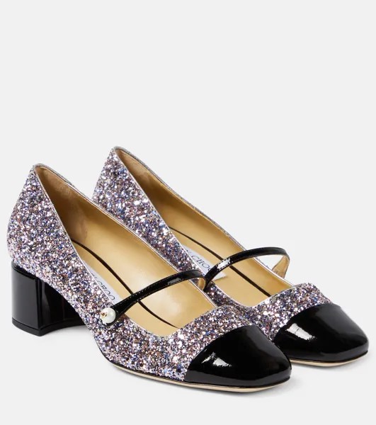 Туфли мэри джейн с блестками elisa 45 Jimmy Choo, черный