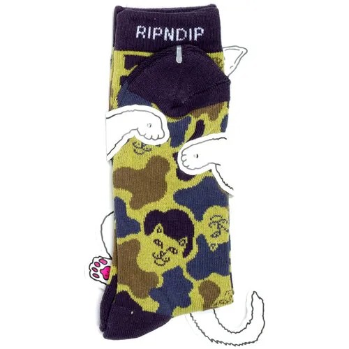 Носки с котом Ripndip Socks - Tropic Camo - Green