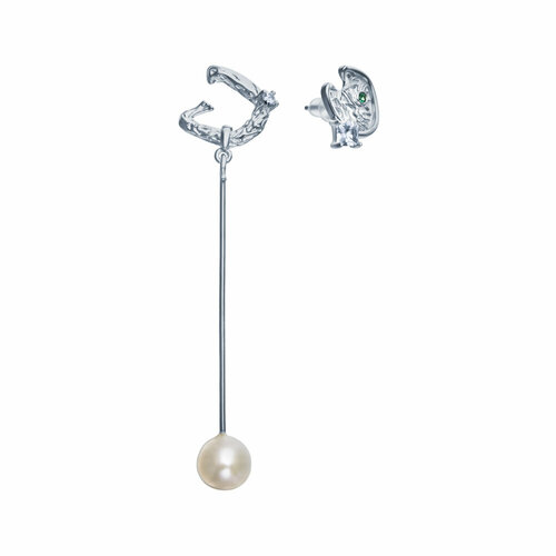 Серьги ELEMENT47, серебро, 925 проба, жемчуг