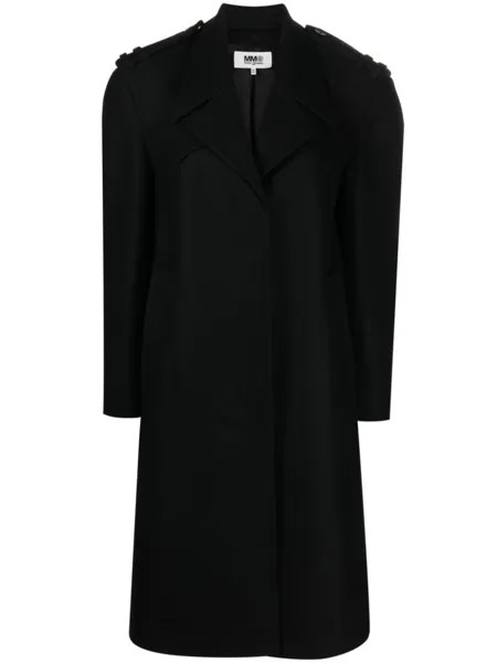 Однобортное пальто MM6 Maison Margiela, черный