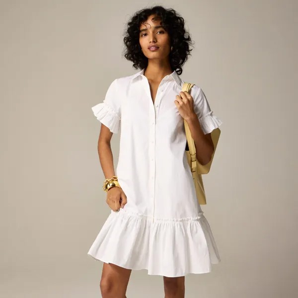 Платье-Рубашка Amelia из хлопкового поплина J.Crew, белый