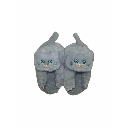 Тапочки ЛИАНА Домашние тапочки кигуруми плюшевые, размер 5-7 лет, серый