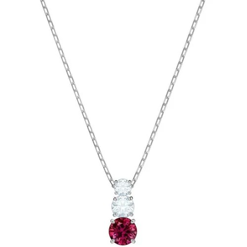 Колье SWAROVSKI, кристаллы Swarovski, длина 38 см, серебристый/красный