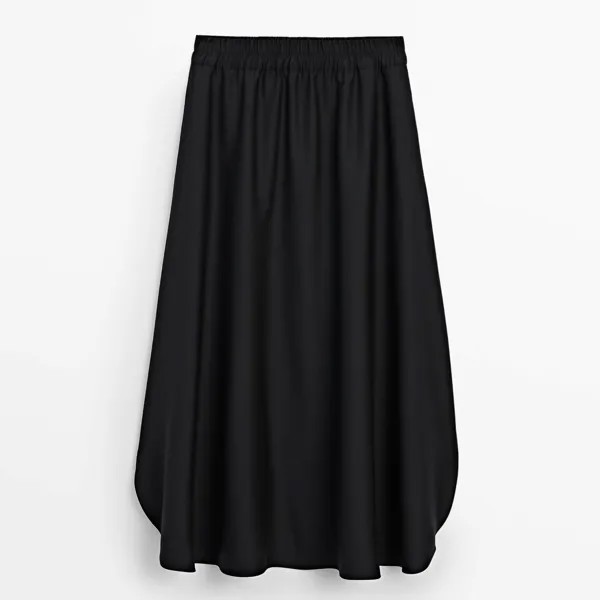 Юбка Massimo Dutti Long With Slits And Elastic Waistband, черный