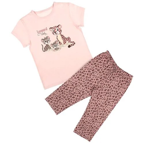 Пижама для девочек (12/13 - 158/164), леопарды, розовый
