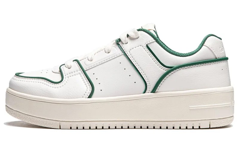 Кроссовки LINING Cheese Series Skateboarding Shoes Women's Low-top Cloud White/deep Temple Green, темно-зеленый