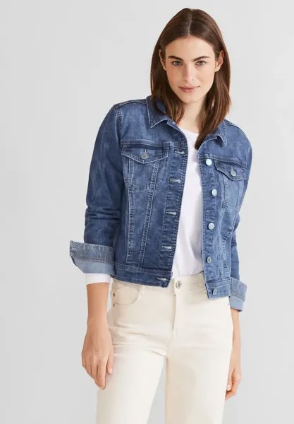 Джинсовый пиджак STREET ONE среднего синего цвета, цвет Indigo Random Wash