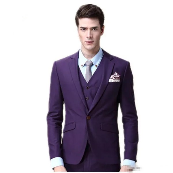 Новый Классический мужской костюм Smolking Noivo Terno, облегающие вечерние костюмы Easculino для мужчин, фиолетовые смокинги для жениха с одной кнопкой, Лучший Человек