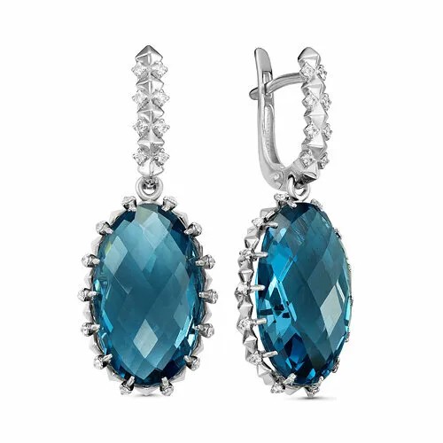 Серьги Бриллианты Костромы, белое золото, 585 проба, бриллиант, топаз