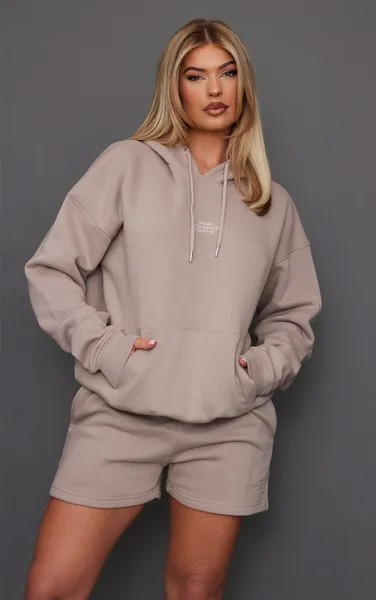 PrettyLittleThing Толстовка оверсайз с принтом темно-серого цвета со слоганом