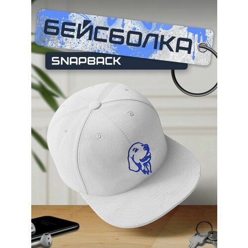 Бейсболка, кепка белая с синим принтом Животные - 236