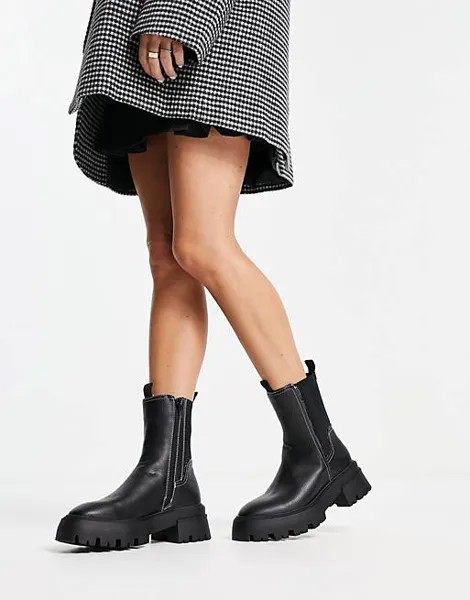 Черные массивные ботинки с эластичной спинкой River Island