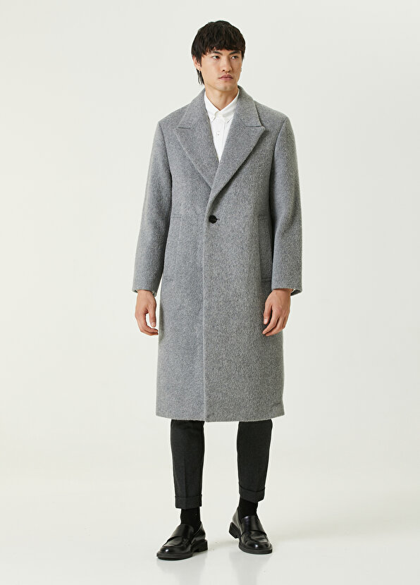 Серое шерстяное пальто Solid Homme