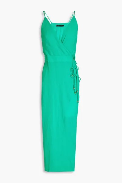 Платье миди Cyndi из смесового льна с запахом Vix Paula Hermanny, зеленый