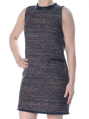 Женское вечернее прямое вечернее платье RACHEL ZOE черного цвета с бахромой и крапинками без рукавов с круглым вырезом 2