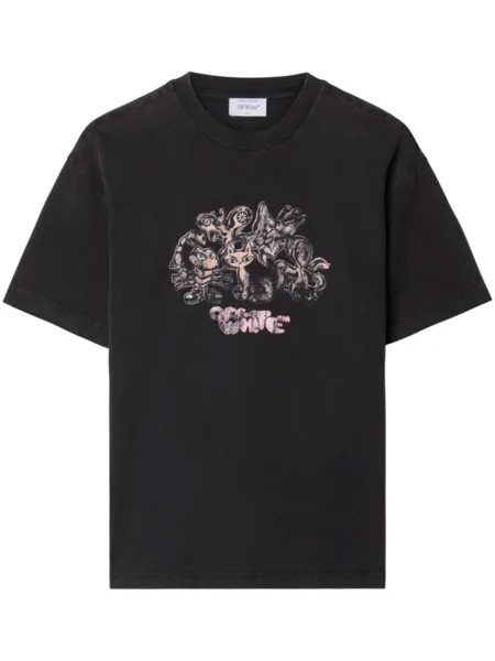 Off-White футболка с выстиранными персонажами, черный